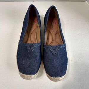 Comfortiva Navy denim espadrille flats with a jute-wrapped sole Size 8.5 M